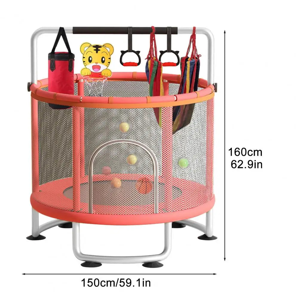 1Set Kids Trampoline Adjustable Baby Toddler Trampoline with Ocean Balls 440lbs 3-8 Years Toddler Trampoline with Enclosure Net