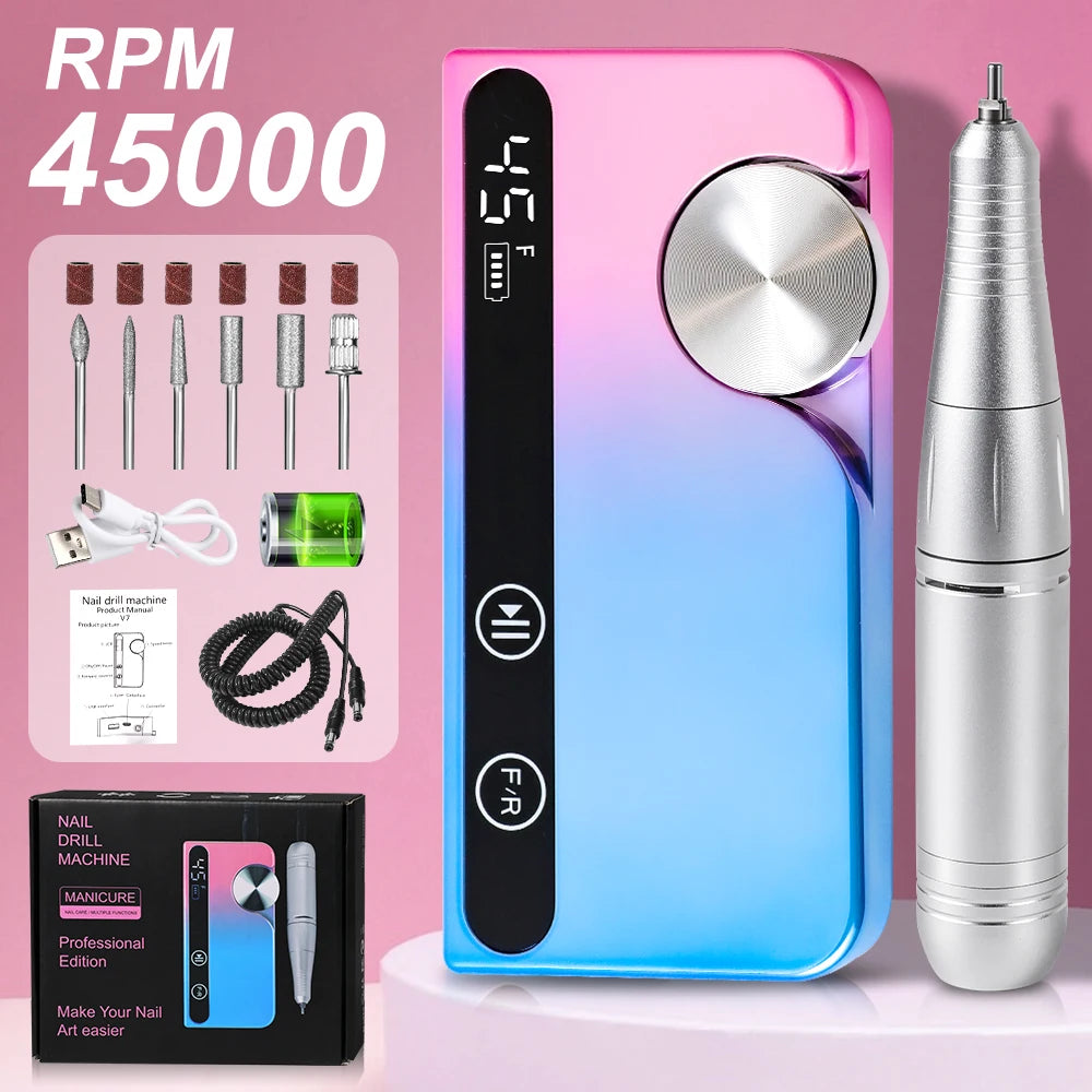 Electric Nail Drill File Professional for Acrylic Gel Dip Powder Nail Portable Machine Kit for Manicure Pedicure Tools Polishing
