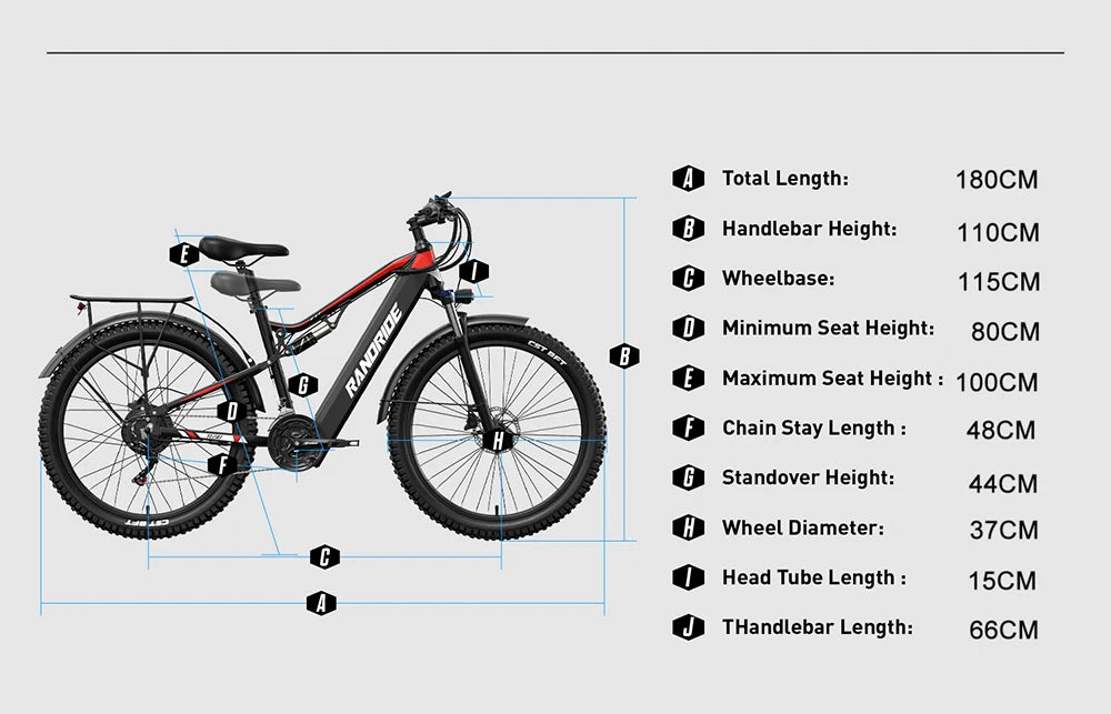 RANDRIDE YG90 1000W Electric Mountain Bike US Stock Fast Delivery 48V 17Ah Full Suspension Hydraulic Brakes E bike