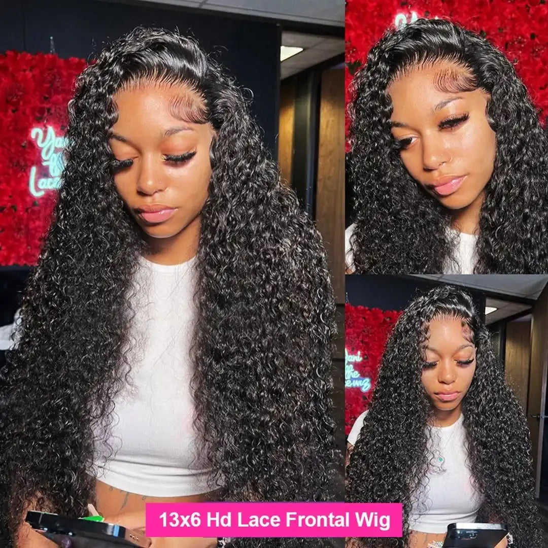 360 HD Full Lace Curly Wigs Human Hair Preplucked 13x6 13x4 Lace Frontal Wig Deep Wave Glueless Human Hair Ready To Wear 30Inch
