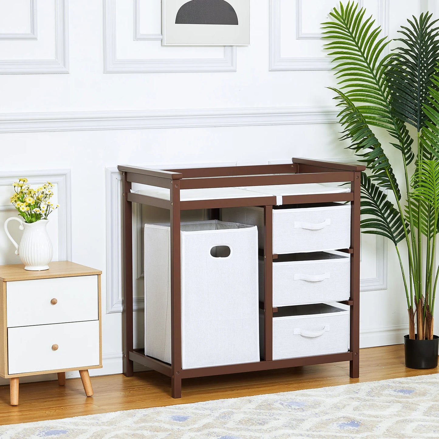 Baby Diaper Stand Multi layer Solid Wood Baby Diaper Stand
