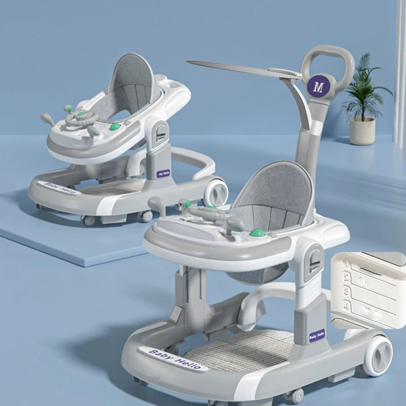 2 In 1 Baby Walker Toddler Baby Push Walker Removable Feeding Tray And Music Tray Foldable Walker Child Handcart Anti Rollover