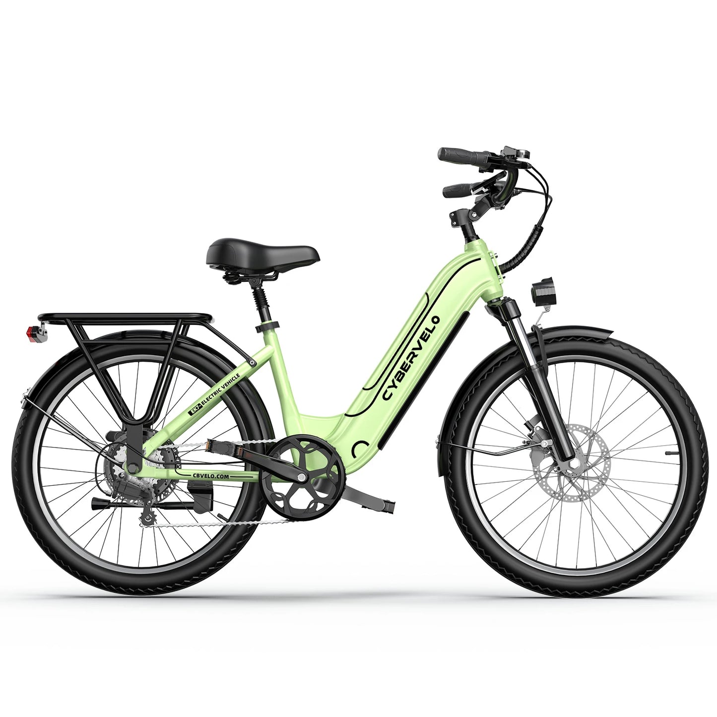 Cybervelo EK7 26" City Commuter, 80 Miles 25AH Detachable Battery 1000W Peak Long Range E-Bike, 7-Speed Shift Gear Electric Bike
