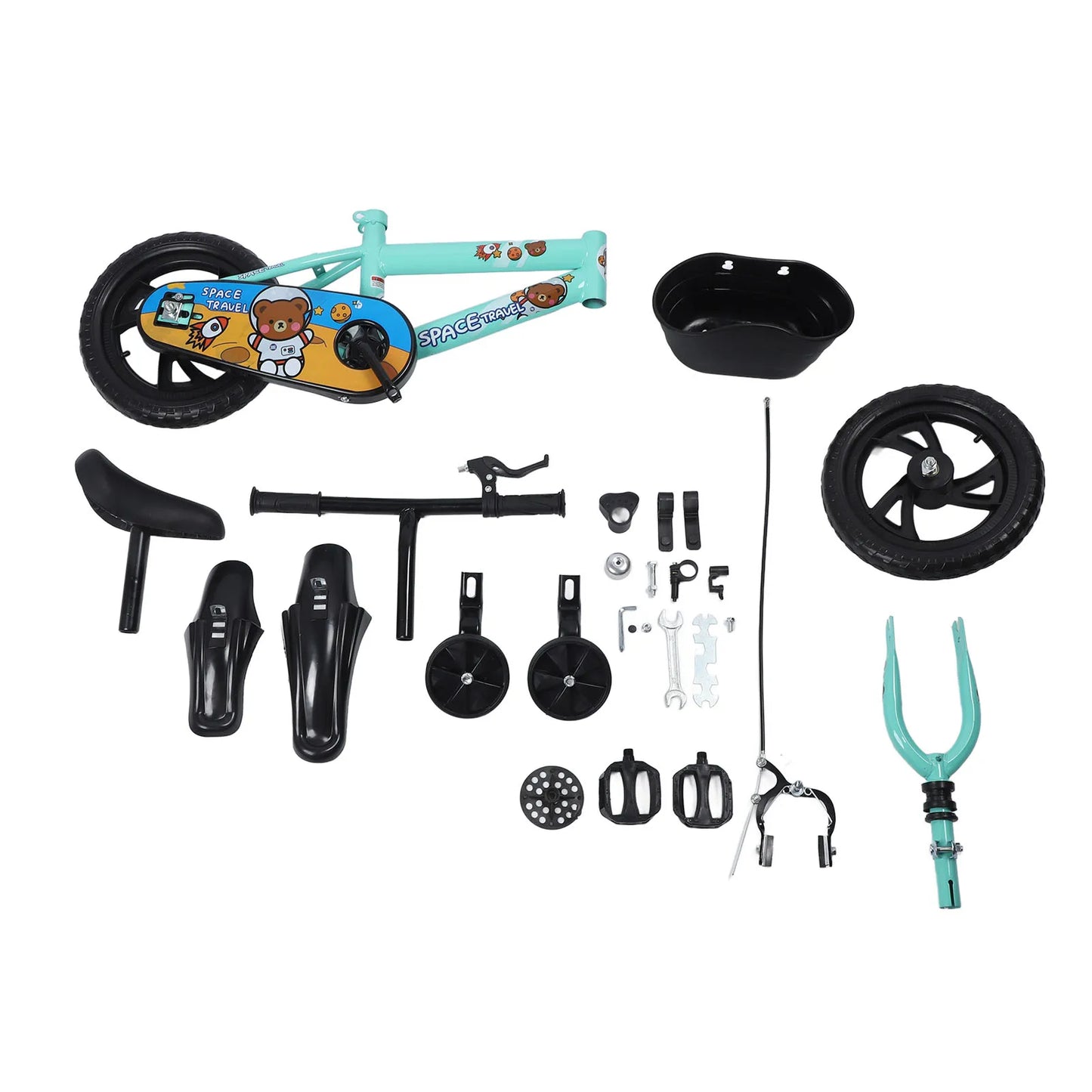 12inch Kids Bike Stable Riding High Carbon Steel Frame Baby Bicycle with Training Wheels for 2‑6 Years Old Children