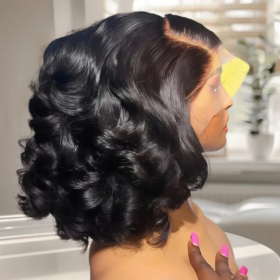 200 Density 5x5 Glueless Short Bob 13x6 HD Transparent Lace Front Wig 4x4 Body Wave 13x4 Lace Frontal Wavy 100 Human Hair Wigs