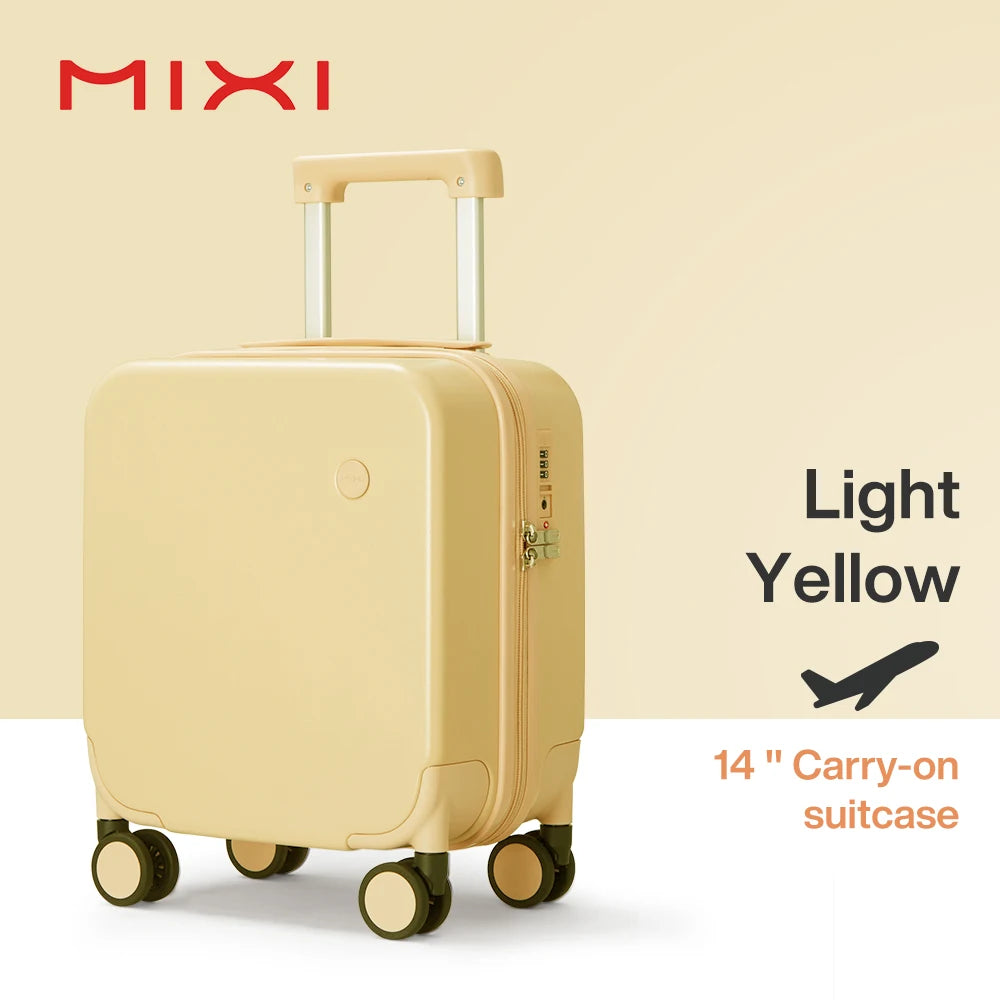 MIXI 14 Inch Underseat Carry On Luggage Lightweight Mini Suitcase PC Small Kids Bag TSA Lock Travel Suit Case Spinner Wheels