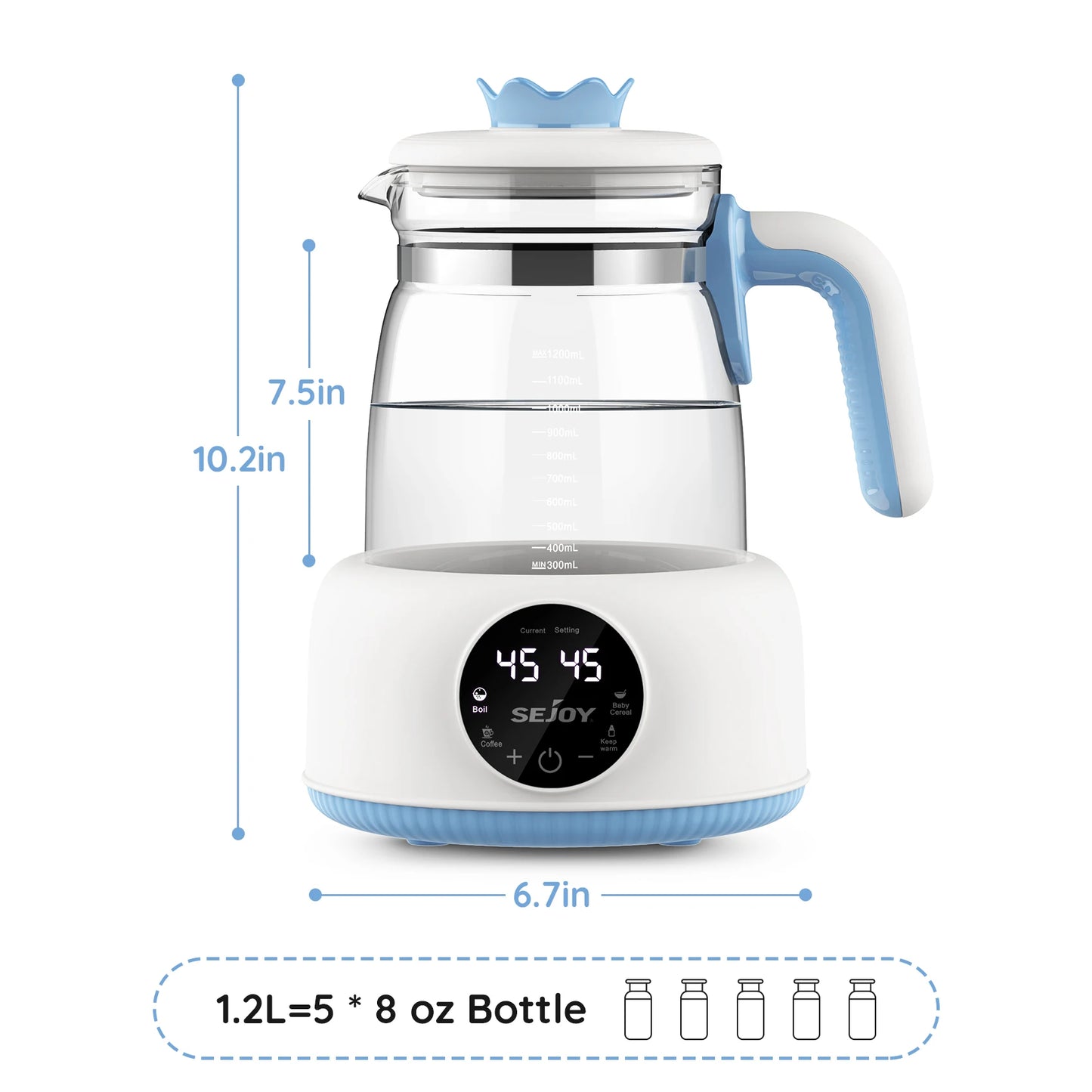 Sejoy Electric Milk Bottle Warmer Infant Thermostatic Milk Modulator Baby Formula Kettle Automatic Warmer Feeding Bottle