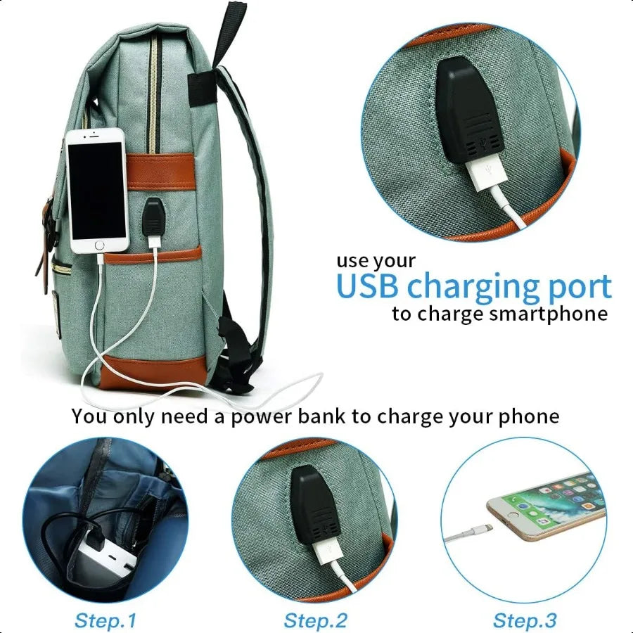 Laptop Backpack with USB Charging Port Slim Tear Resistant Busin Backpack for Travelling College Casual Daypacks for Men Women