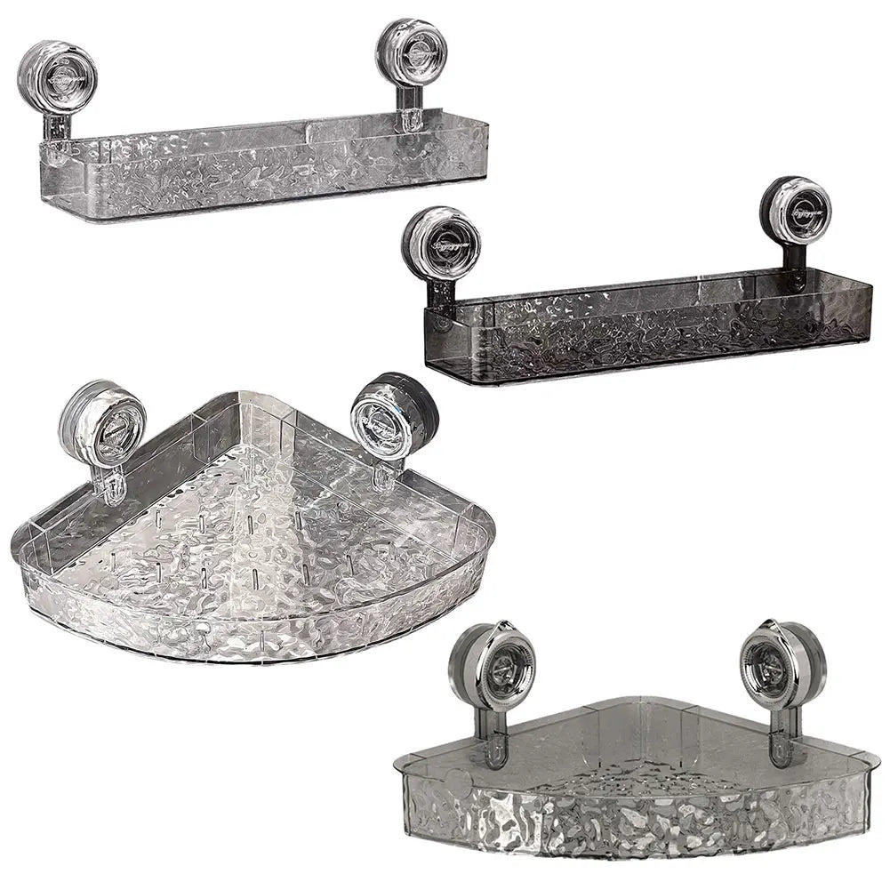 Suction Cup Bathroom Storage Shelf No Drill Storage Basket Multifunctional Clear Wall Caddy Shampoo Holder Bathroom Accessories