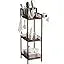 3-Tier Bathroom Shelf Organizer with Hair Dryer Holder and Toilet Paper Hook, 9.85" Slim Metal Stand for Small Spaces, Holds