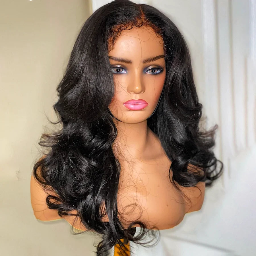 4C Edges Curly Baby Hair Wig Body Wave 13x6 HD Lace Frontal Wig Loose Wave Lace Front Human Hair Wigs 250% Full Hair Lace Wigs