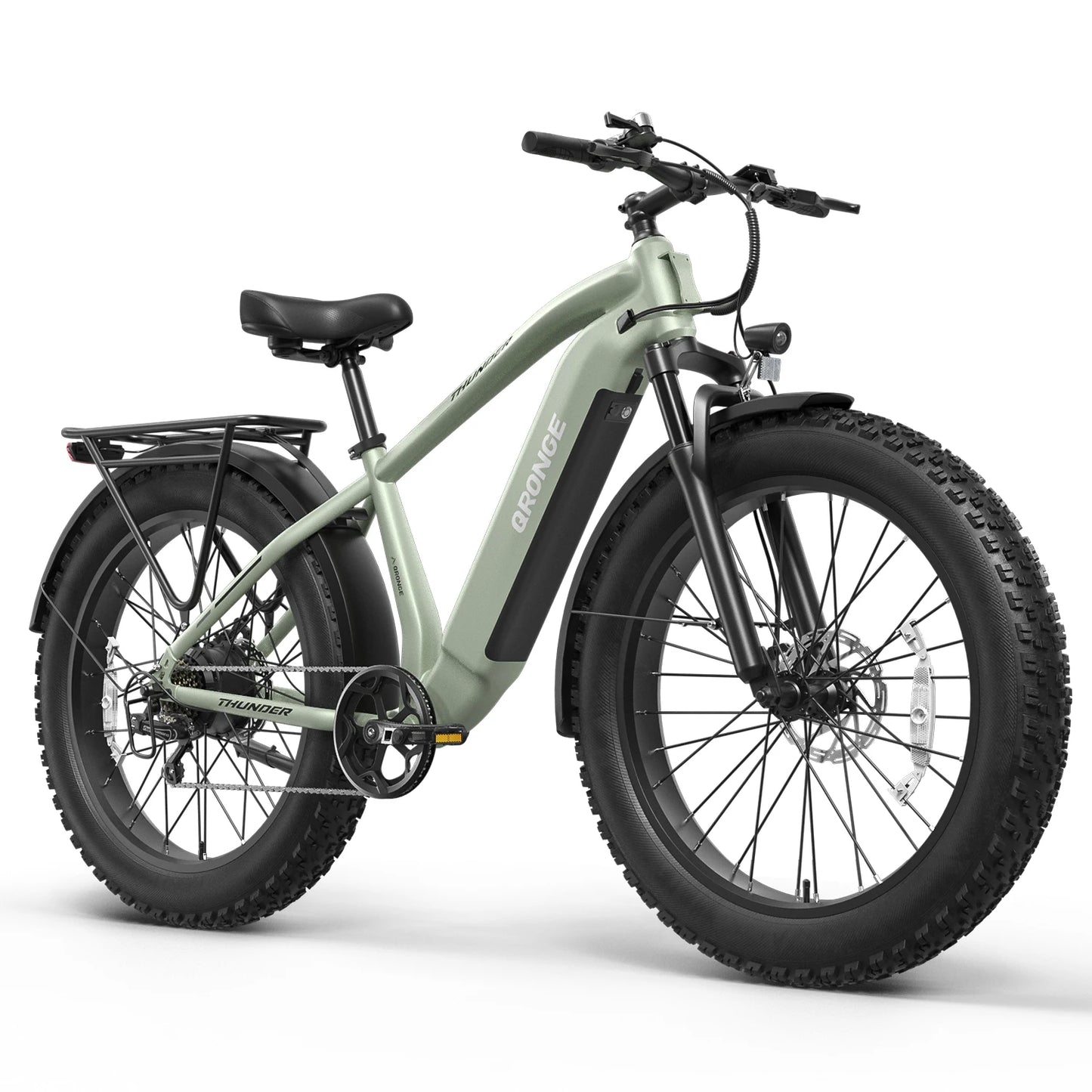 QRONGE Thunder Electric Bike for Adults 1800W Peak 48V 15AH Battery E bike 28MPH(PAS Mode) Electric Bicycles 26" Fat Tire E-Bike