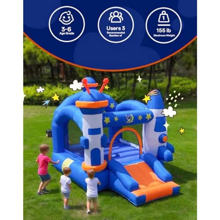Bounce House Inflatable Bouce House for 36 with Basketball Hoop Jump Area and Slide SpaceThemed Inflatable Bouncy Castle with A