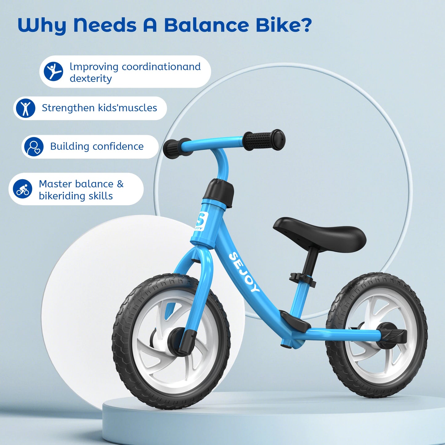 SEJOY Balance Bike for Kids Toddler Training Bicycle for Ages 2-6 Years Old Outside Bike Toy Scooter Saddle Height Adjustable