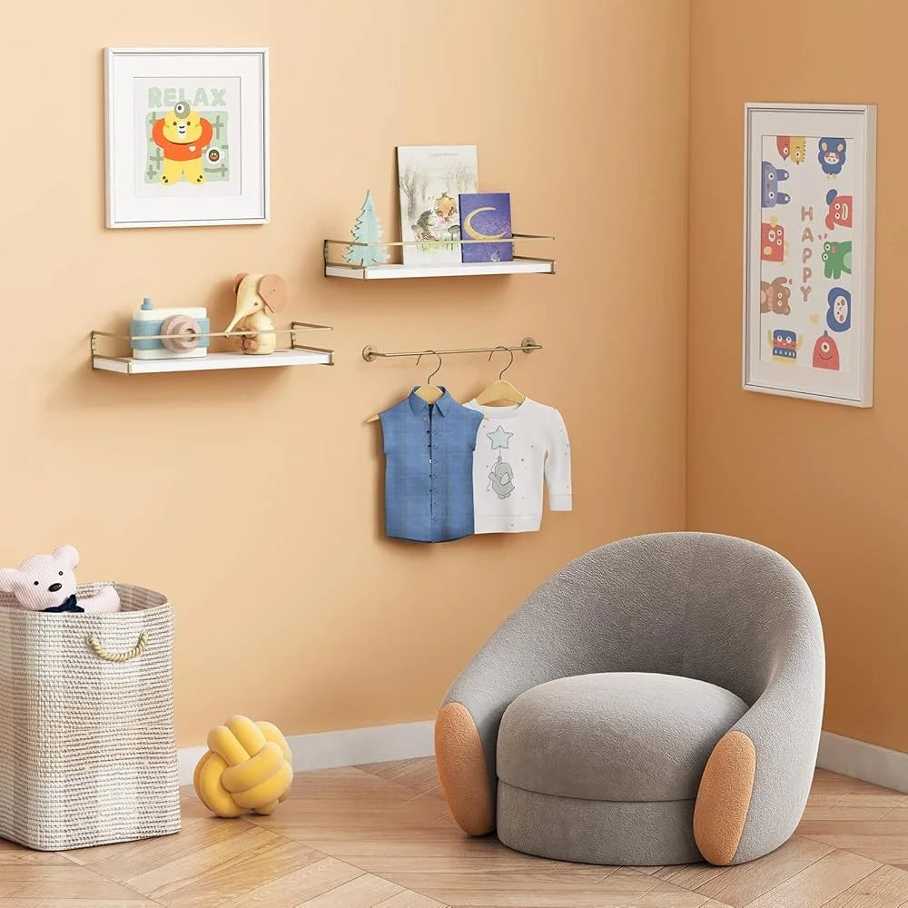 Floating Bathroom Shelves Wall Mounted Organizer with Towel Bar Bathroom Accessories Storage Toiletries and Home Office