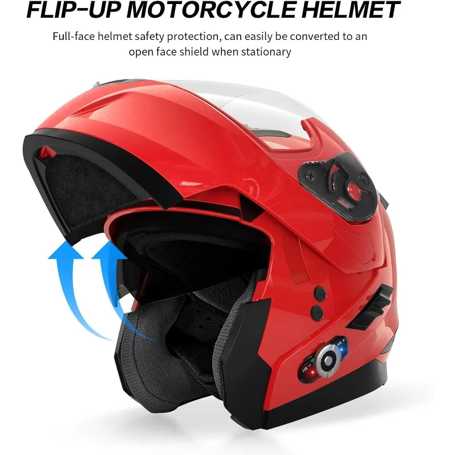 Motorcycle Helmet Bluetooth 5.0 Integrated New EPS FreedConn BM2S Modular Flip Up Dual Visor Motorbike Helmet DOT FMVSS218 Appr