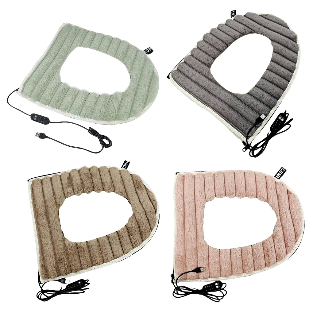 Bathroom Cushion Cover Universal Fit Easy To Clean Quick Release Seat Heated Toilet Seat Cover khaki