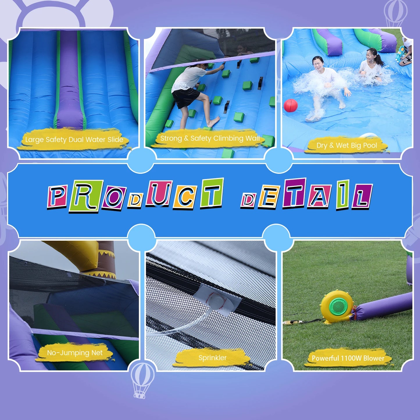 Inflatable Sun flower Outdoor Sildes Air Bounce Water amusement Play Equipment Inflatble Water Double Slide Bubble Ball Pit