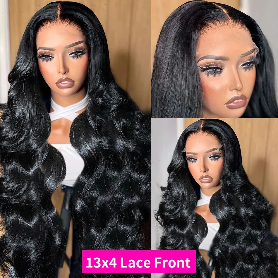 13x6 Lace Front Wigs Human Hair 180 Density Hd Body Wave Lace Frontal Human Hair Wigs For Women Glueless Pre Plucked Black Wig