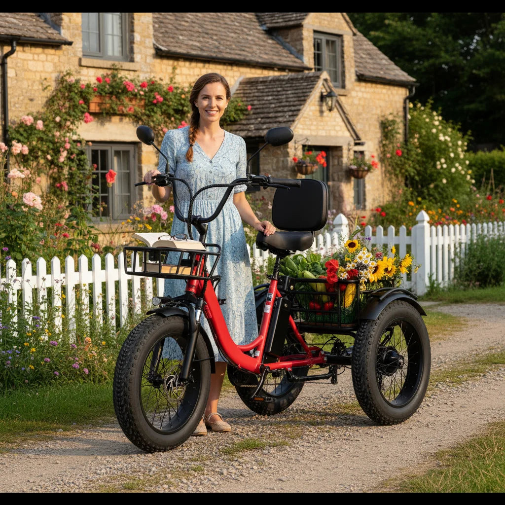 Foldable Electric Tricycle for Adults, Peak 1350W Electric Bicycle with Removable 48V 16Ah Battery