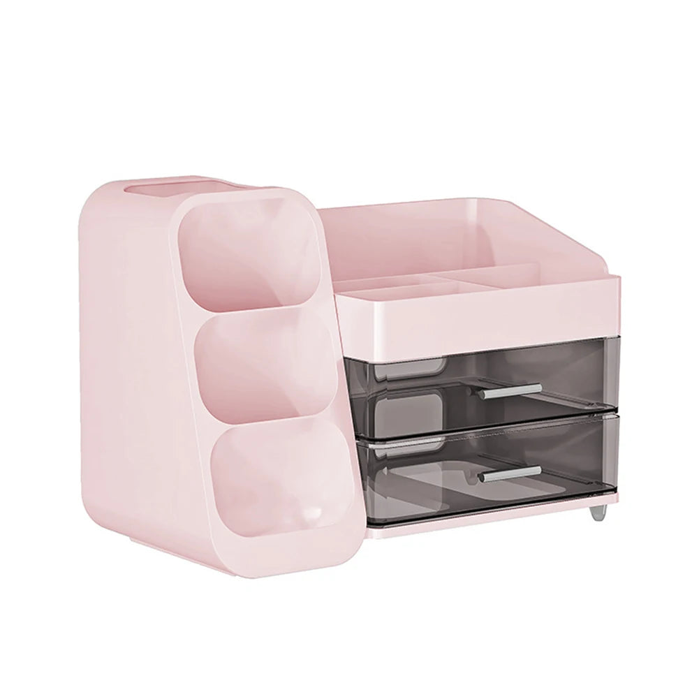 Plastic Desktop Organizer Makeup Storage Box with Drawers Cosmetic Display Case Makeup Display Stand for Lipstick Makeup Brush