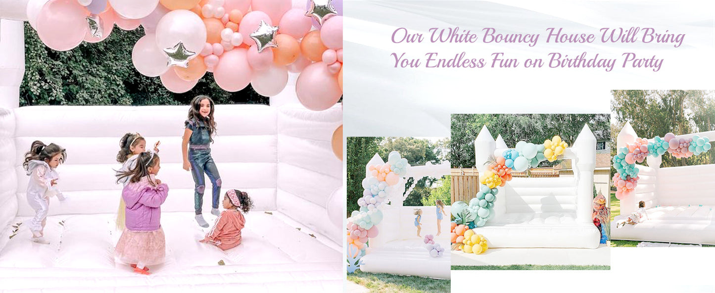 US Stock Inflatable White Bounce House PVC Inflatable Bouncy Castle/Moon Bounce House/Customization Party Wedding Bouncer Jumper