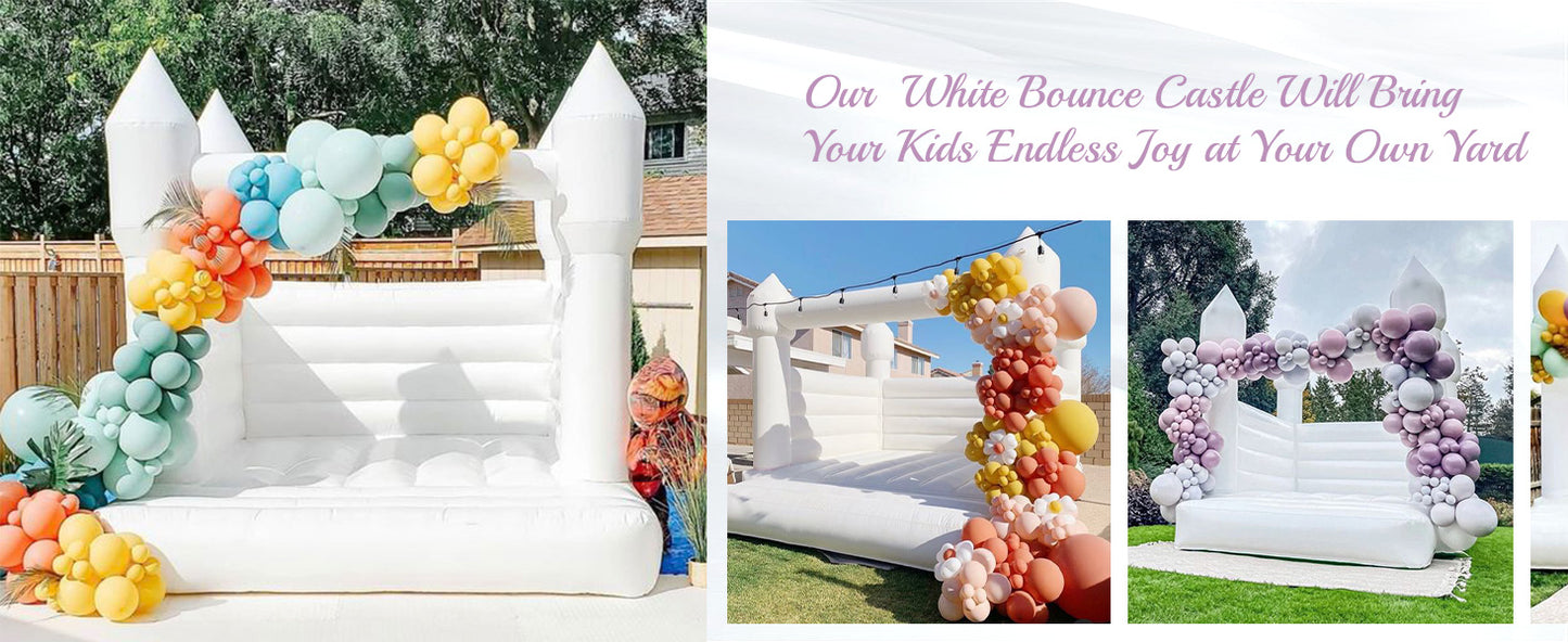 US Stock Inflatable White Bounce House PVC Inflatable Bouncy Castle/Moon Bounce House/Customization Party Wedding Bouncer Jumper