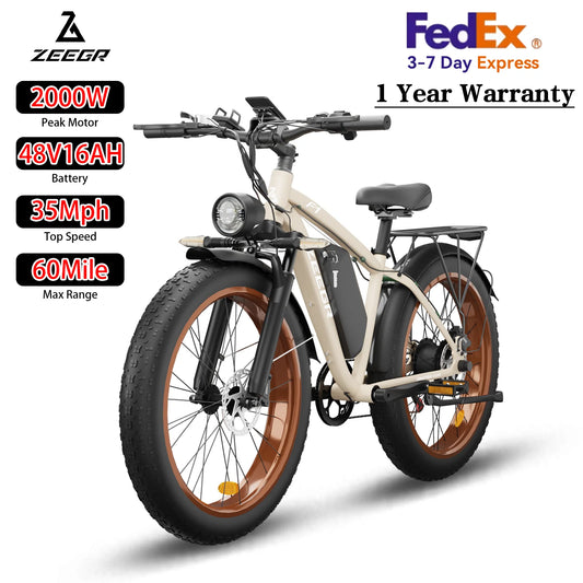 ZEEGR F1 1000W Electric Bike 26 Inch Tire 48V 16AH Removable Battery Full Suspension Long Range E-Bike for Commute & Outdoor