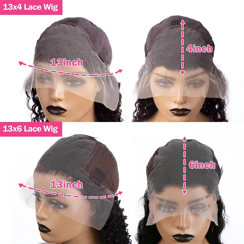Deep Water Wave 13x6 Lace Frontal Human Hair Wigs For Women 200% Density 13x4 Lace Frontal Wig 100% Brazilian Human Hair 30inch