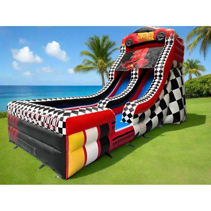 14.5 FT GOOSH Speedway Splash Commercial-Grade Inflatable Water Slide – High-Speed Racing Theme Wet/Dry Fun for Kids & Adults