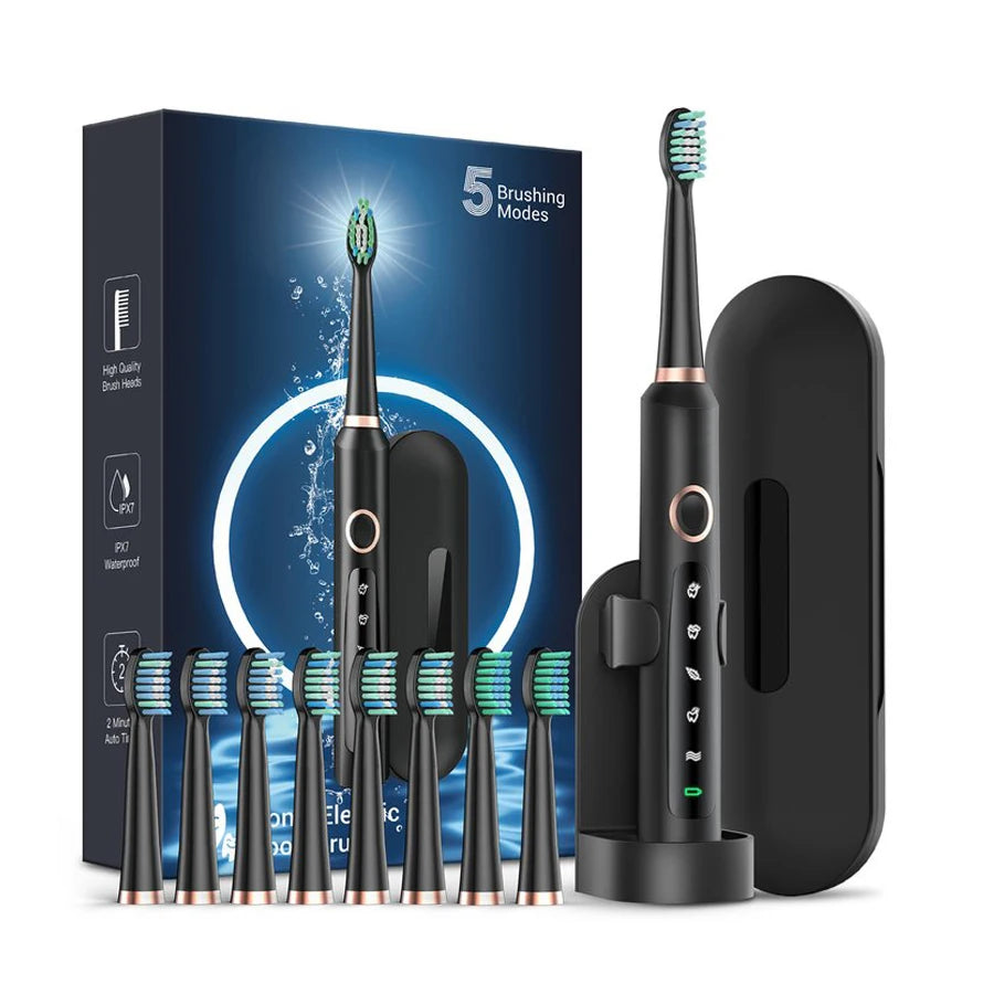 Sonic Electric Toothbrush for Adults - Rechargeable Electronic Toothbrushes with 5 Modes and 8 Brush Heads, Electronic