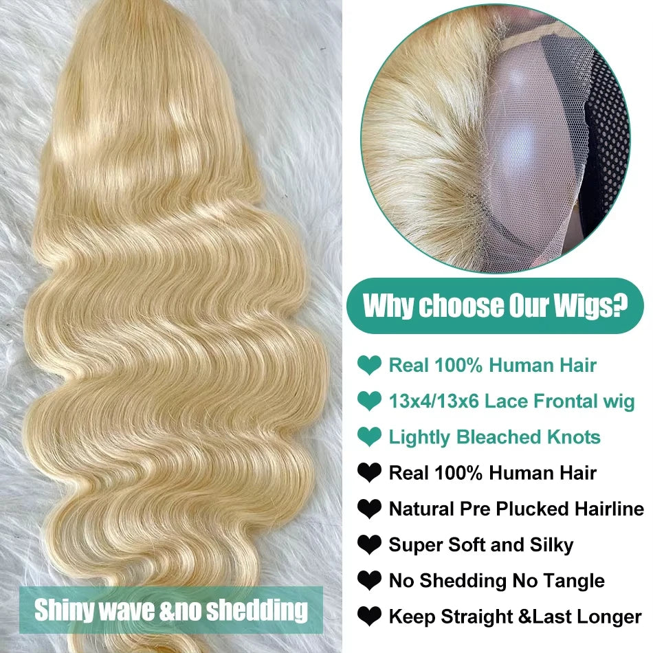 Wiglovie 613 Honey Blonde Transparent Body Wave 13x5 Lace Frontal Wigs Human Hair Colored Curly 13x6 Lace Front Wig For Women