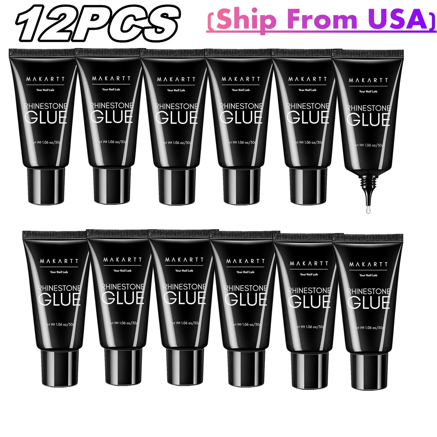 12PCS Makartt Rhinestone Glue for Nails ,Super Strong Gel Adhesive for Nail Salon, 3D Nail Art, Gem Jewelry & Nail Charm Supplie