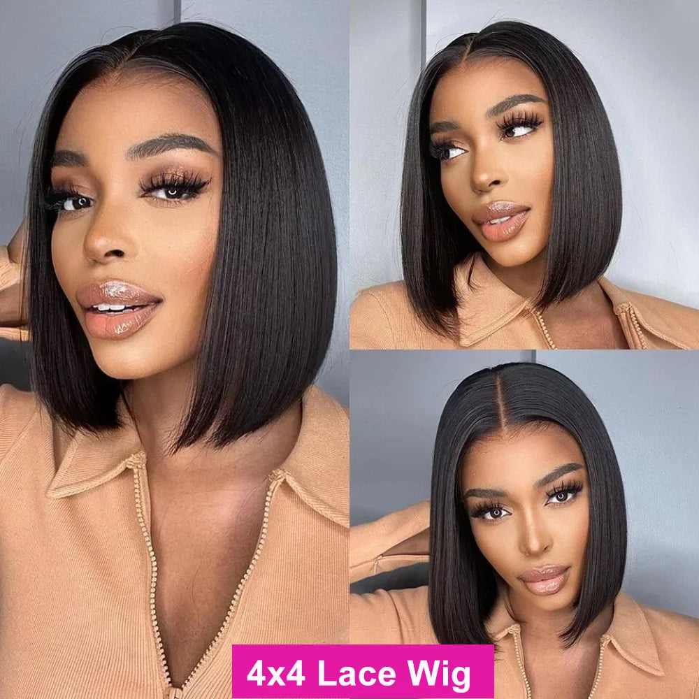 230% Density Lace Front Straight Bob Wig 13X4 Full Lace Wig 4x4 Closure Bob Wig Human Hair Wig For Women Pre Plucked Frontal Wig