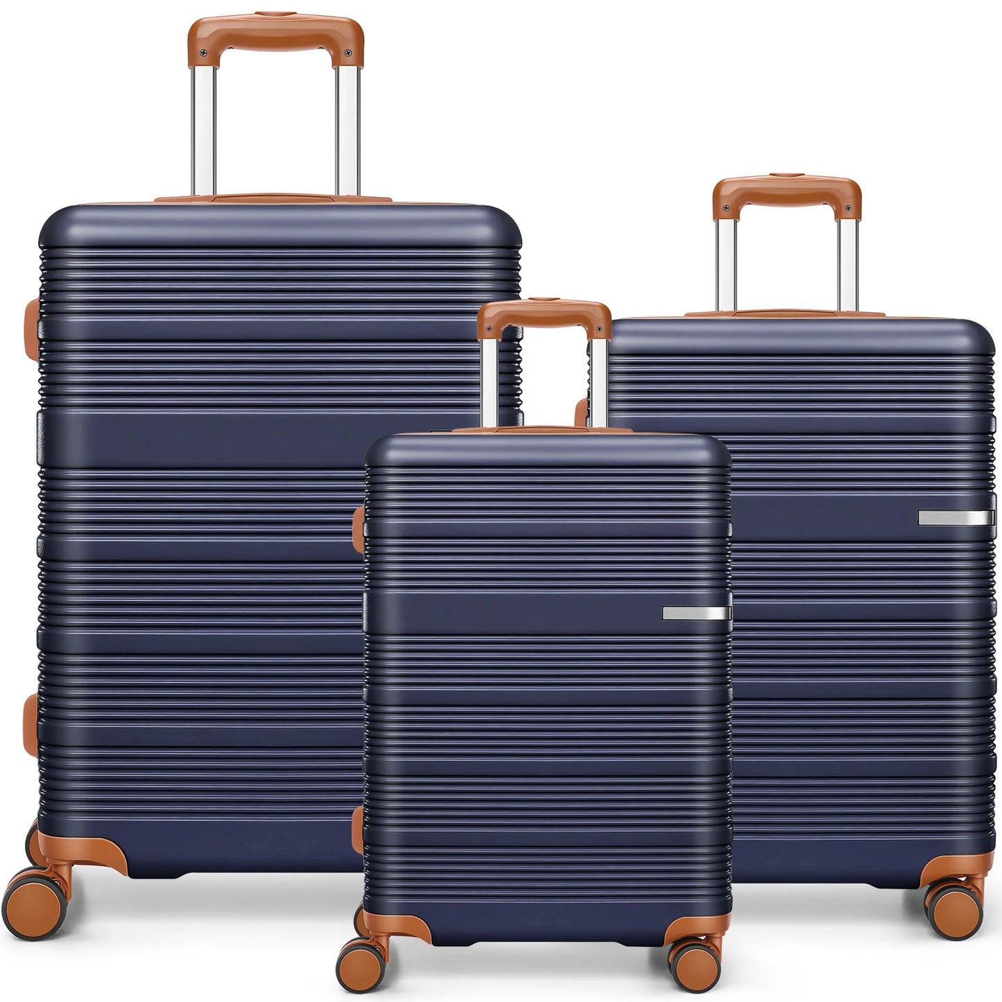 3-Piece Hardshell Luggage Set (20"/24"/28"), Nesting Suitcases with Spinner Wheels & TSA Lock for Family Travel