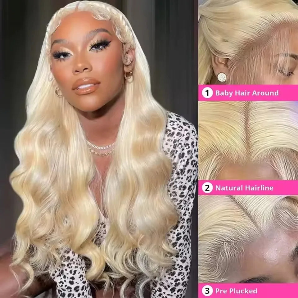 Wiglovie 613 Honey Blonde Transparent Body Wave 13x5 Lace Frontal Wigs Human Hair Colored Curly 13x6 Lace Front Wig For Women