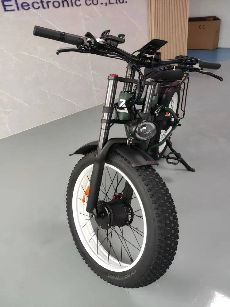 Zeegr S1 US Winter Fat Tire E-Bike 2000W Dual Motor AWD 52V 80 Mile Long Range Full Suspension 35MPH Snow Off-Road Electric Bike