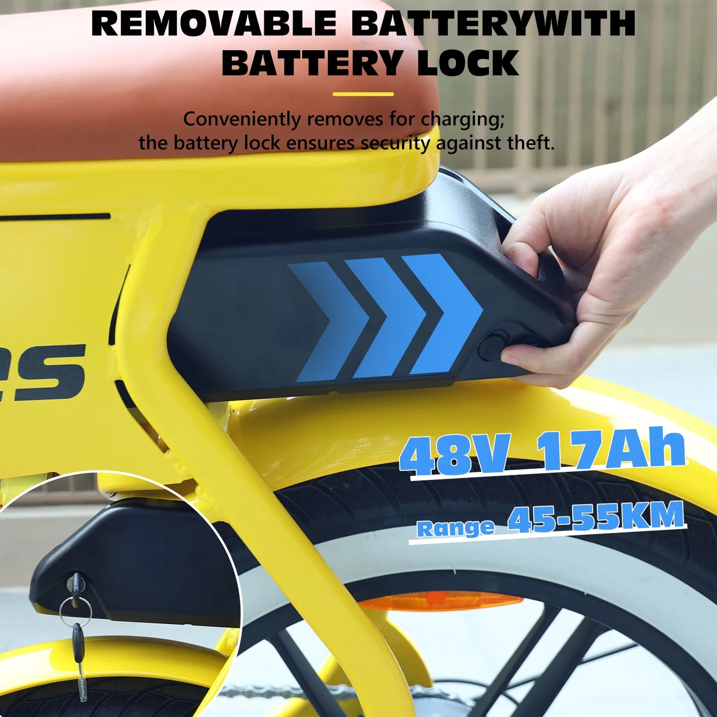 HD-C8 E-Bike 700W Motor 48V17Ah Removable Battery City Electric Bicycle Aldult 20*4.0-inch Fat Tires All Terrain Electric Bike