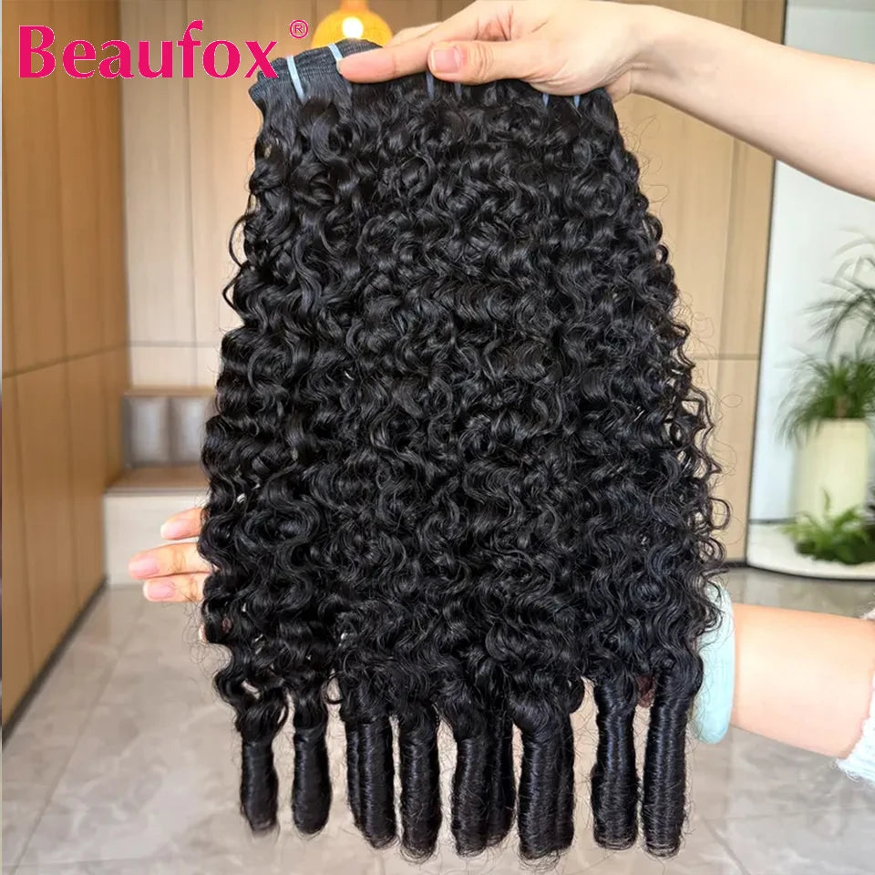 Beaufox Burmese Curly Bundles Human Hair Raw Virgin Curly Hair Bundles Water Wave Human Hair Bundle Spiral Curls Double Weft