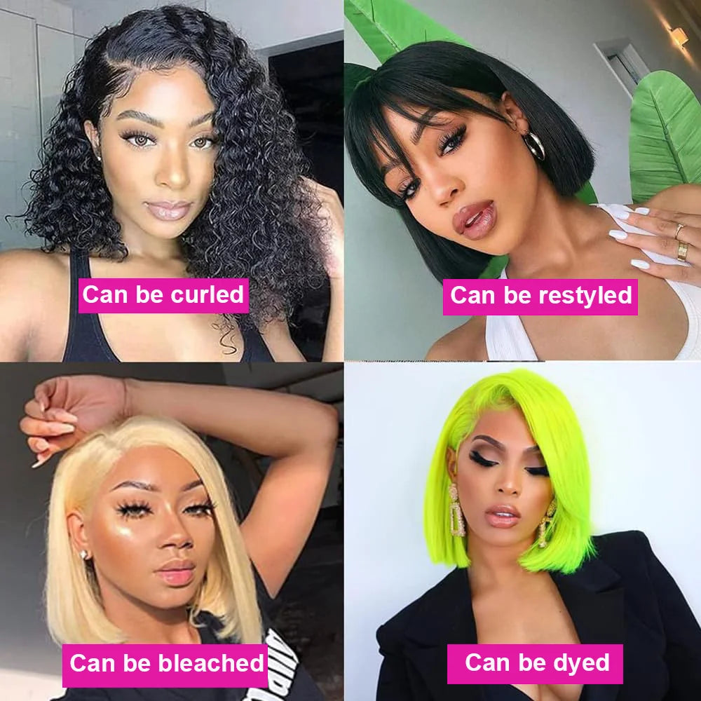 230% Density Lace Front Straight Bob Wig 13X4 Full Lace Wig 4x4 Closure Bob Wig Human Hair Wig For Women Pre Plucked Frontal Wig
