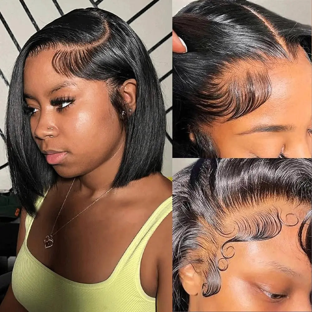 230% Density Lace Front Straight Bob Wig 13X4 Full Lace Wig 4x4 Closure Bob Wig Human Hair Wig For Women Pre Plucked Frontal Wig