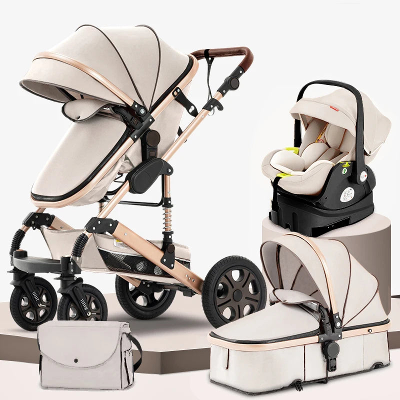 Baby Stroller Combo Car Seat Travel System for Newborn with Isofix Base,Baby Carriage 3in1 Reversible Toddler Stroller