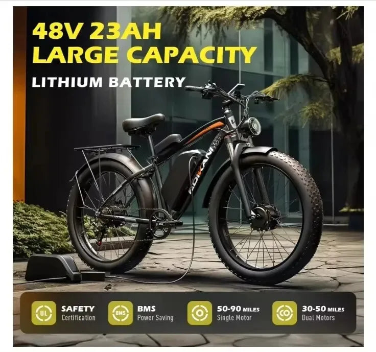 2024 New Electric Bike for Adult 2000W Peak 2500W Dual Motor Ebikes 23Ah 35MPH Fastest Ebike 26x4.0 Fat Tire All Terrain Electri