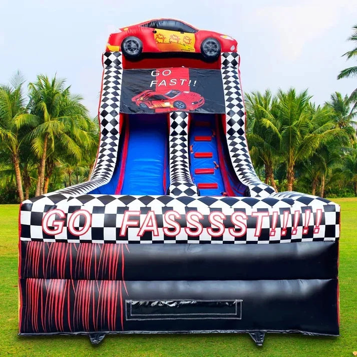14.5 FT GOOSH Speedway Splash Commercial-Grade Inflatable Water Slide – High-Speed Racing Theme Wet/Dry Fun for Kids & Adults