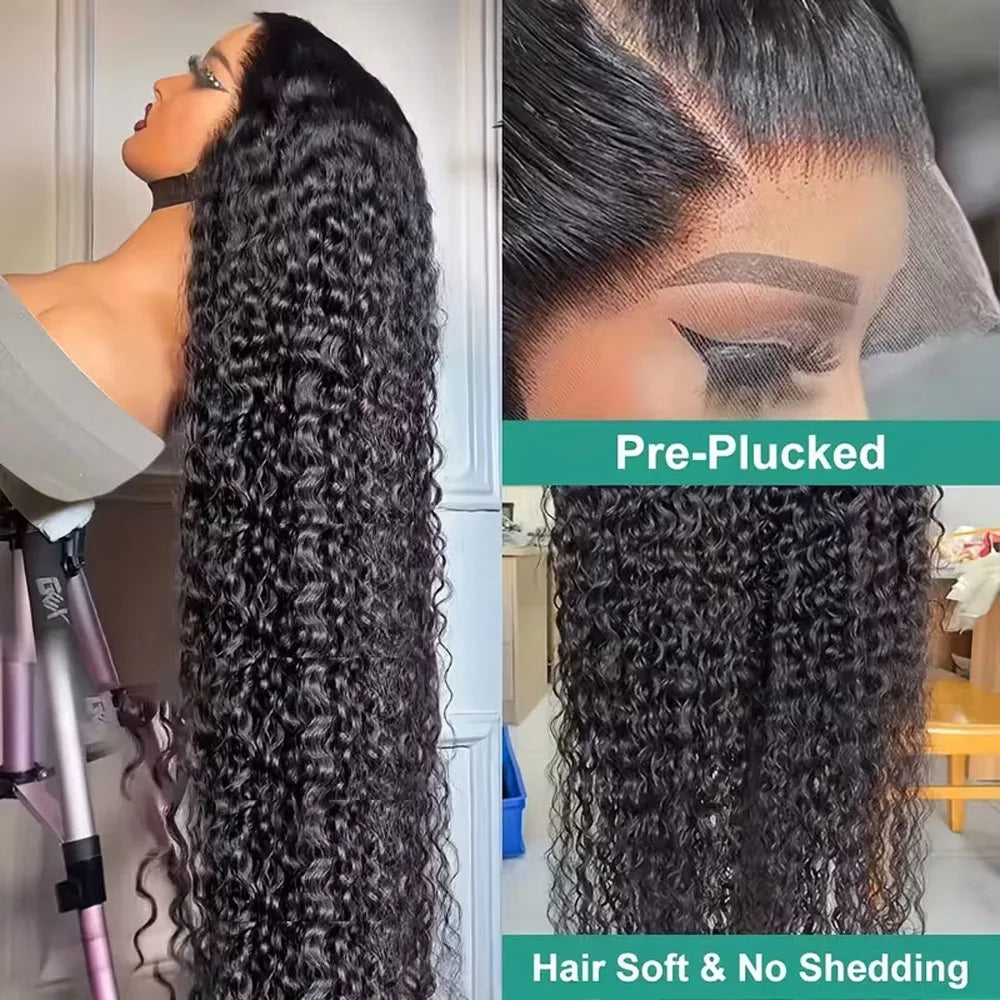 250 Density 30 Inch Kinky Curly 360 13x6 13x4 HD Lace Front Human Hair Wig 5x5Closure Glueless Wig Deep Wave Lace Frontal Wig