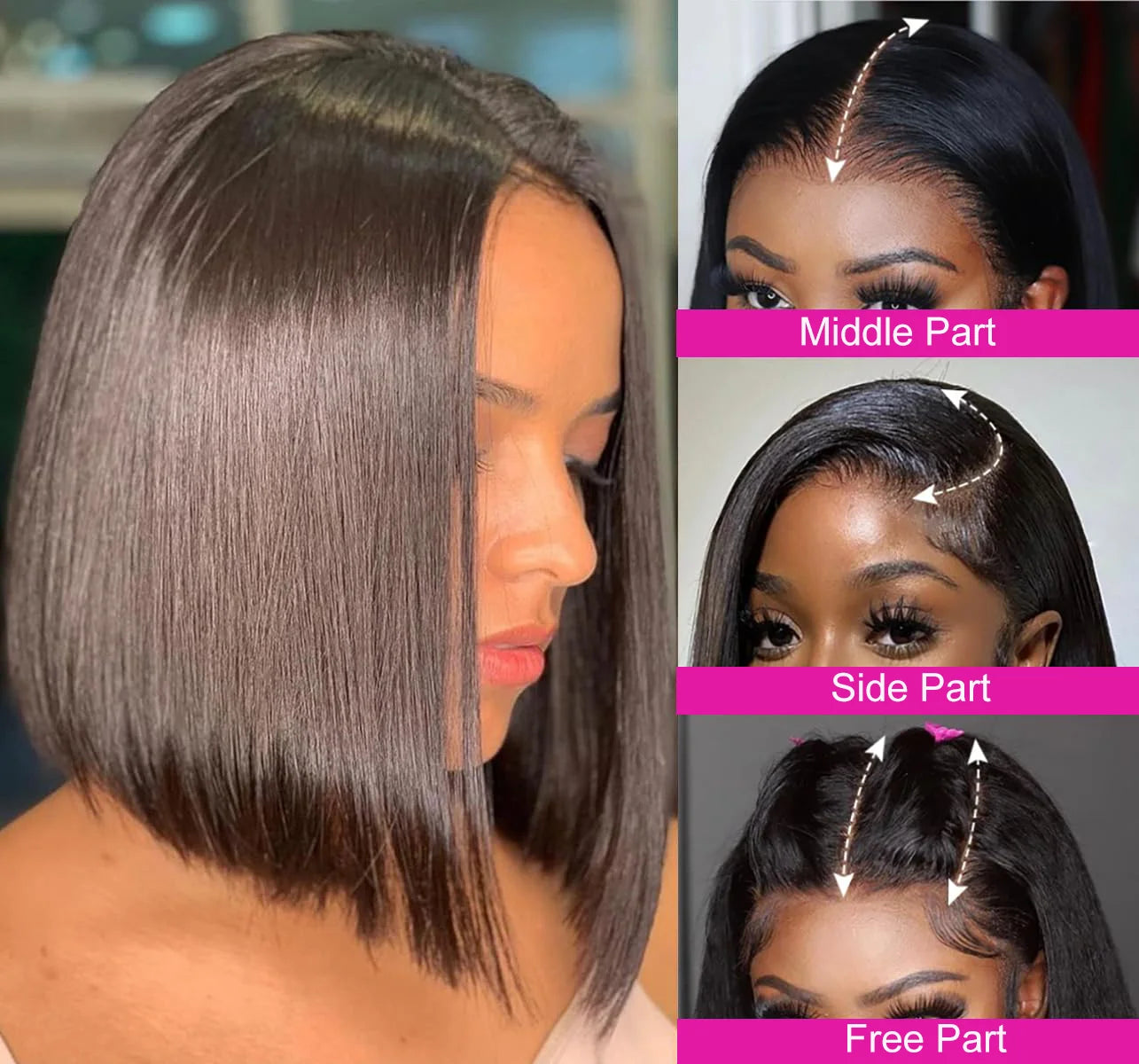 230% Density Lace Front Straight Bob Wig 13X4 Full Lace Wig 4x4 Closure Bob Wig Human Hair Wig For Women Pre Plucked Frontal Wig