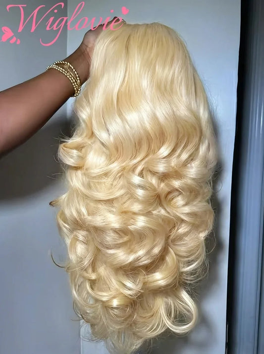 Wiglovie 613 Honey Blonde Transparent Body Wave 13x5 Lace Frontal Wigs Human Hair Colored Curly 13x6 Lace Front Wig For Women