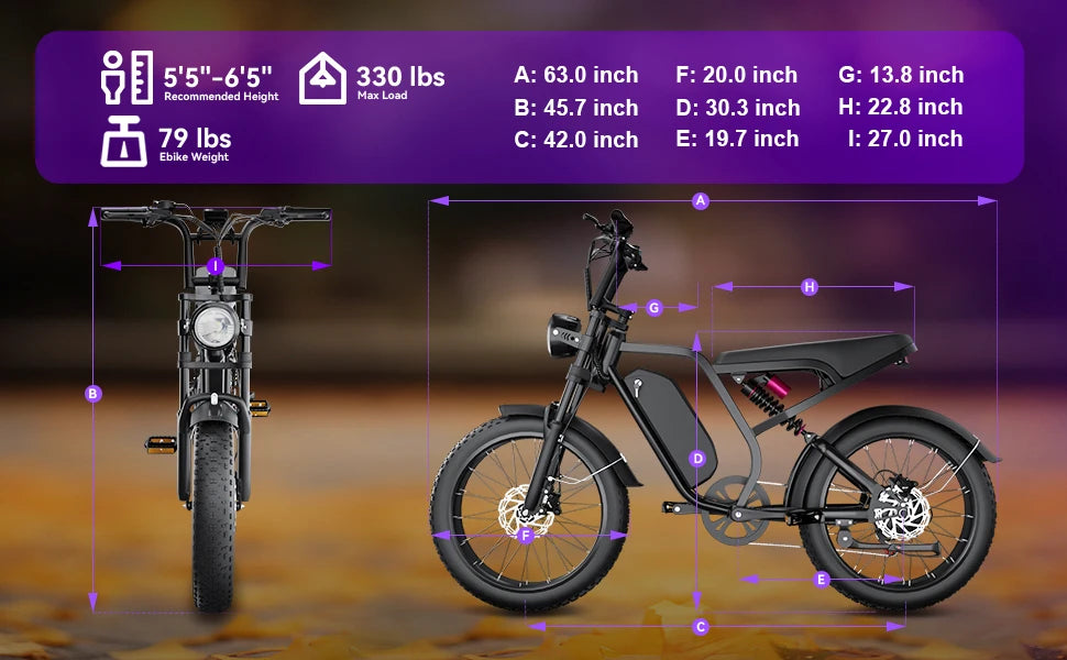 Electric Bike For Adults 20 Inch Anti-Explosion Tires1000W Motor 52V 20Ah Battery Full Suspension Off-Road E-Bike for Men Women