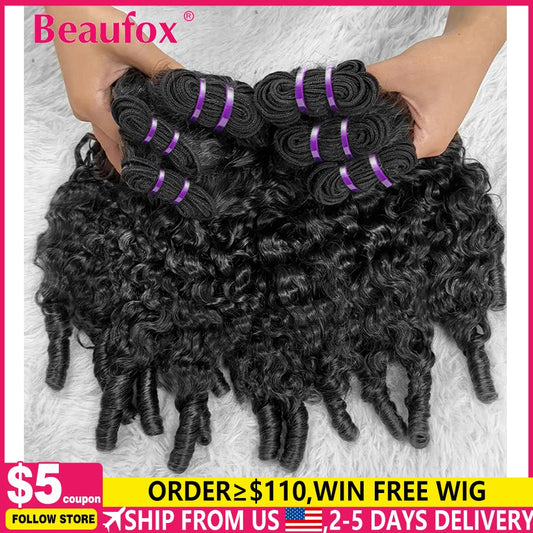 Beaufox Burmese Curly Bundles Human Hair Raw Virgin Curly Hair Bundles Water Wave Human Hair Bundle Spiral Curls Double Weft