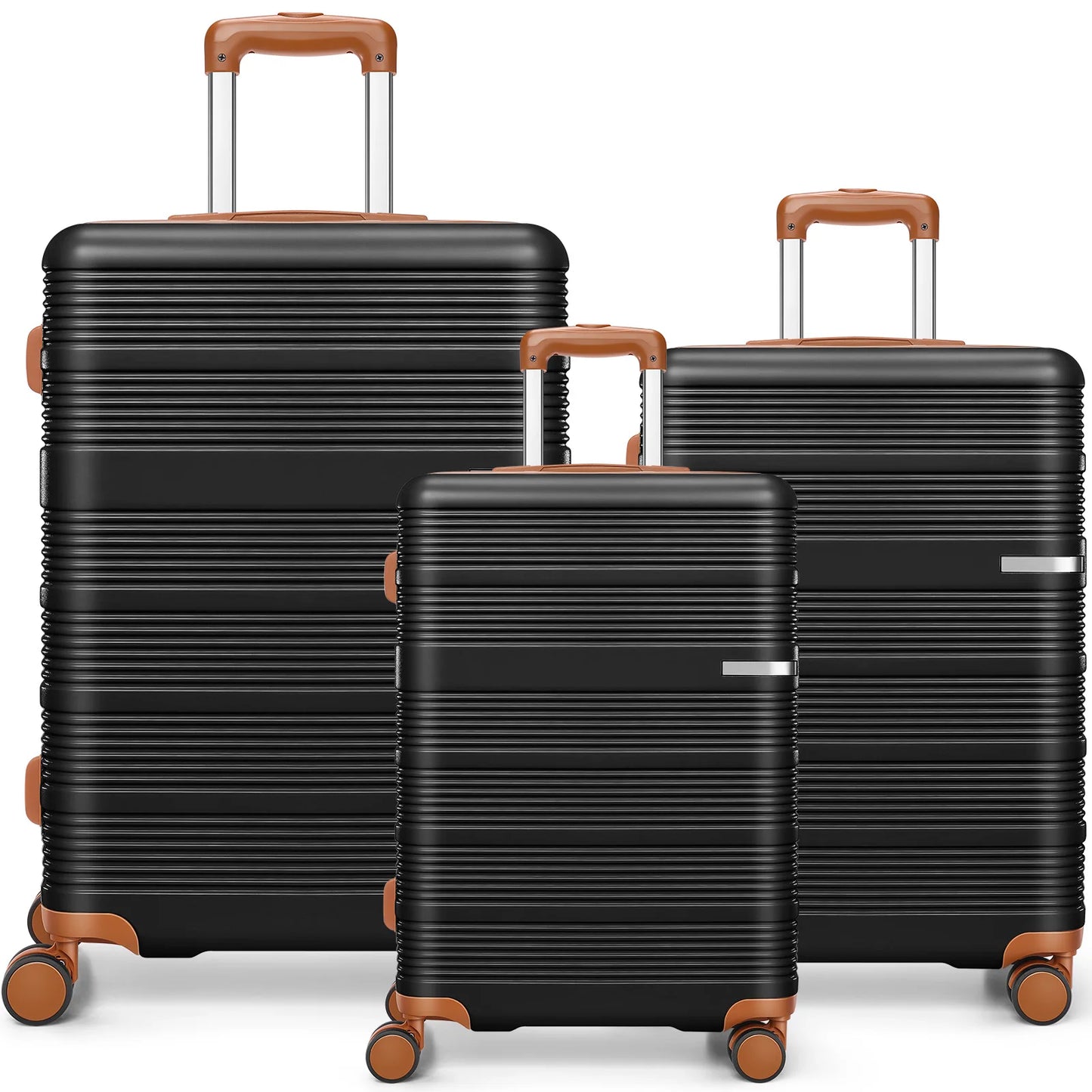 3-Piece Hardshell Luggage Set (20"/24"/28"), Nesting Suitcases with Spinner Wheels & TSA Lock for Family Travel